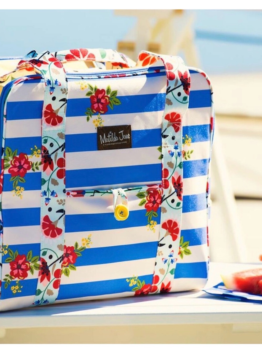 Matilda Jane Blue & White Striped Floral insulated bag